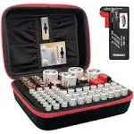 Tenergy Battery Organizer Storage Case with Battery Tester, Holds 60 Batteries AA AAA C D 9V (Batteries Not Included)