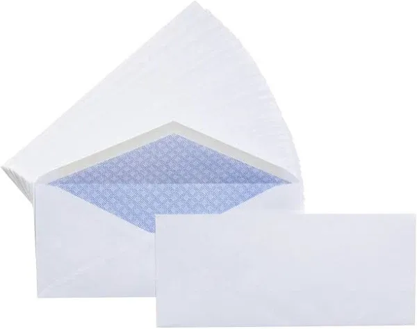 Amazon Basics #10 Security Tinted Business Gummed Envelopes, One Size, White 