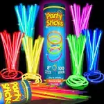 Glow Sticks Bulk Party Favors 100Pk - 8" Glow in The Dark Party Supplies, Light