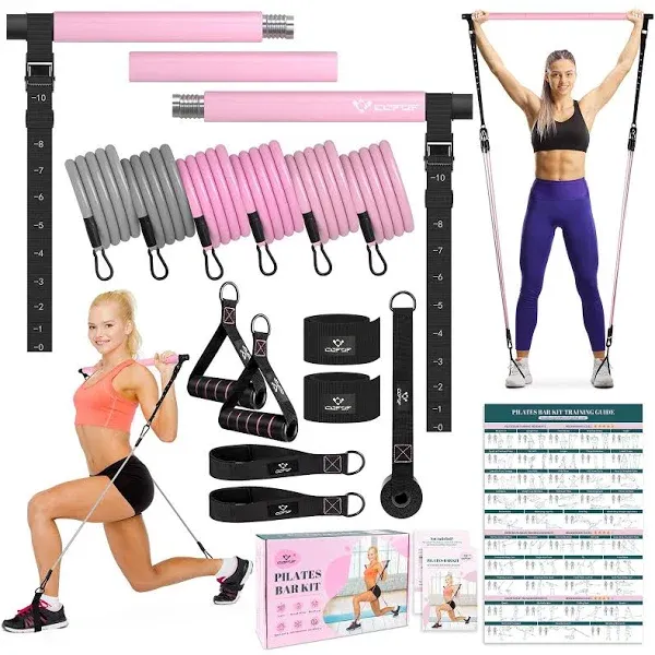 Pilates Bar Kit with Resistance Bands, Multifunctiona<wbr/>l Yoga Pilates Bar with Hea