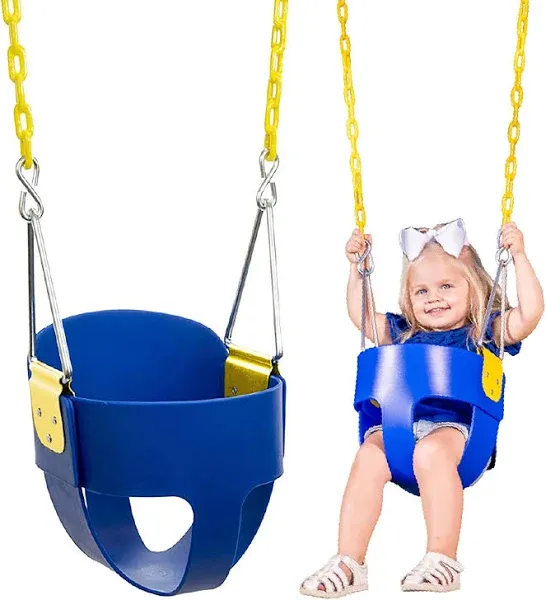 High Back Full Bucket Toddler Swing Seat with Plastic Coated Chains for Safety