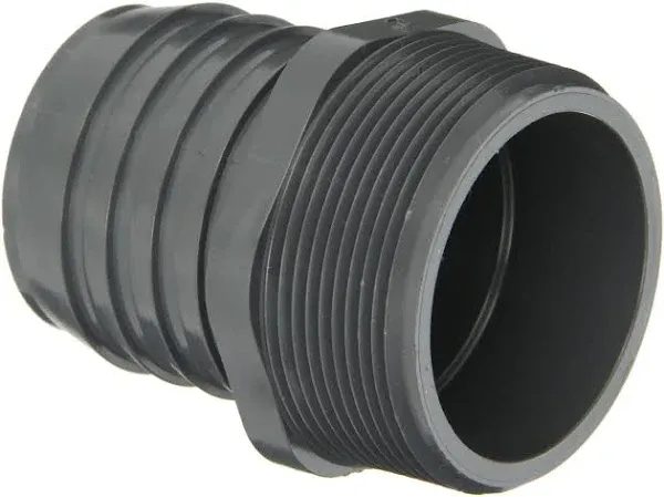 Spears 1436 Series PVC Tube Fitting, Adapter, Schedule 40, Gray, 1/2" Barbed x NPT Male