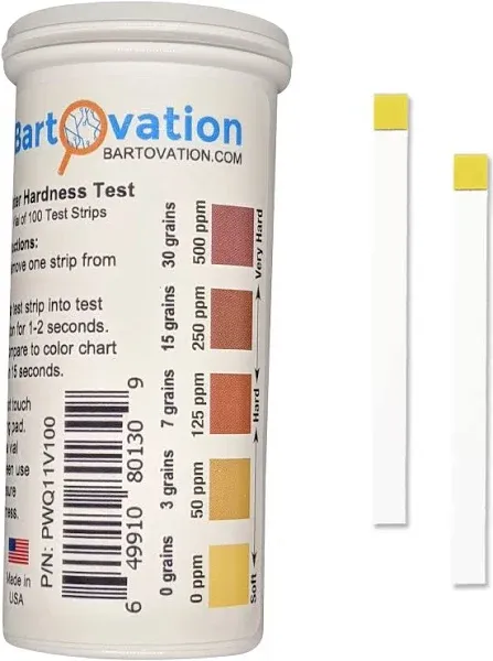 USA Made Total Water Hardness Test Strips 0-500 Ppm for Water Quality Tests [100