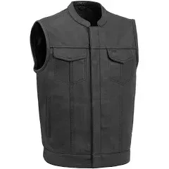 FIRST MFG CO - MEN&#039;S ONE PANEL MOTORCYCLE NAKED COWHIDE LEATHER VEST SALE- FA52