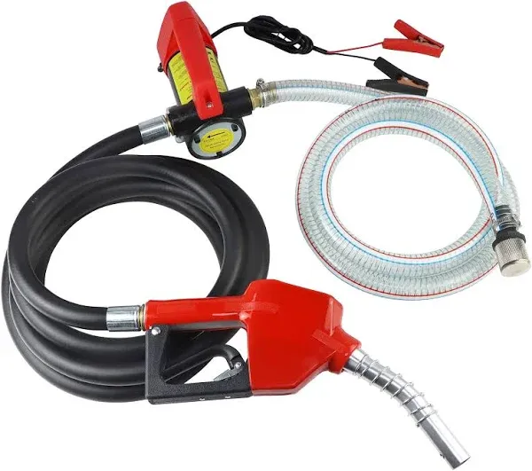 12V Fuel Transfer Pump, Diesel Transfer Pump with Nozzle Hose for Diesel, Kerosene, Machine, Transformer Oil, 12 GPM Self Priming DC Electric Diesel Fuel Transfer Pump Kit.