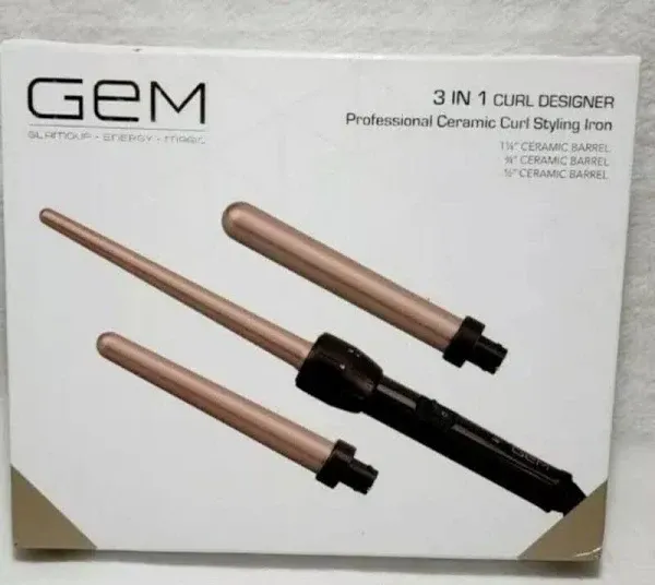 Gem 3 in 1 Curl Designer Professional Ceramic Curler Styling Curling Iron Set