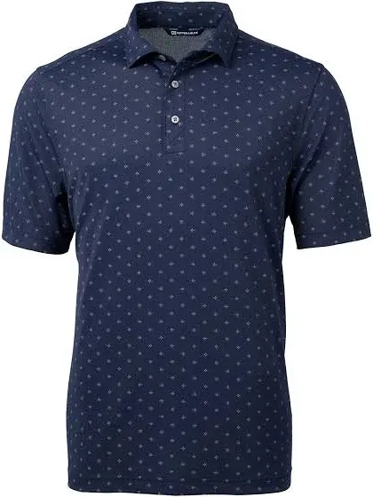 Cutter & Buck Men's Short Sleeve Virtue Eco Pique Tile Print Polo Shirt