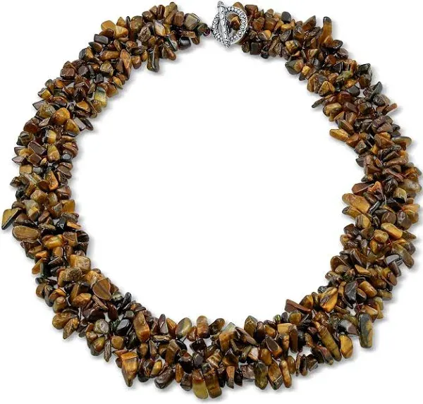 Big Gemstones Chips Cluster Bib Multi Strand Statement Necklace