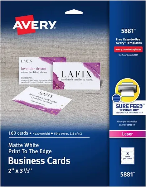 AVERY AVE5881 - Print-to-The-Edge Two-Sided Business Cards by