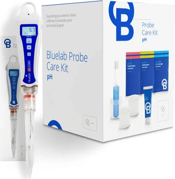 Bluelab Soil pH Pen and Probe Care Kit pH Bundle with Calibration Supplies, S...