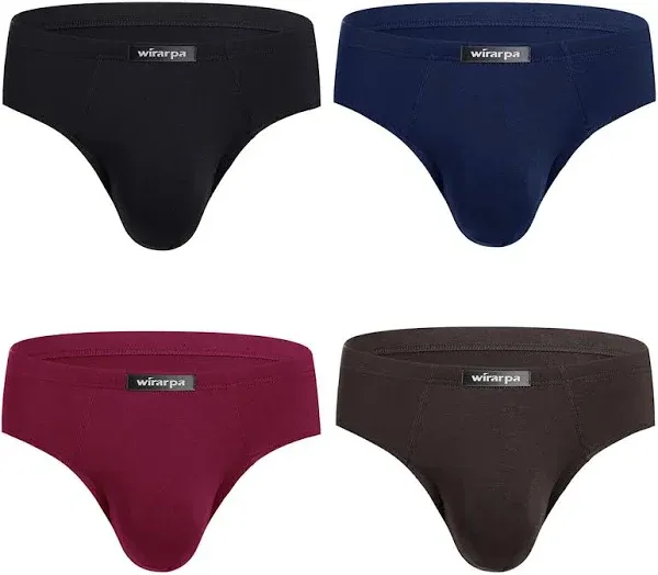 wirarpa Men's Underwear Modal Microfiber Briefs No Fly Covered Waistband Silky Touch Underpants 4 Pack