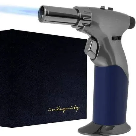 inZaynity Powerful Dual Flame Style Triple Adjustable Flame Size in One Hand Butane Torch