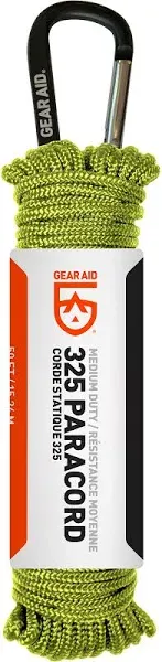 GEAR AID 325 Paracord and Carabiner, Utility Cord for Camping and Hiking, , Black, 50 ft