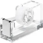 OfficeGoods Modern Acrylic Tape Dispenser - Non-Slip Rubber Holder Bottom- Appealing Design, Perfect for Home, School or Office Desk - Holds Small, Standard, Large Tape Rolls - Silver