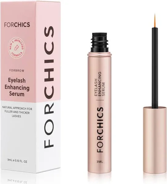 ForLash by ForChics: 3 Pack Ultimate Hormone- Free Eyelash Growth Serum for Enhanced Fuller, Thicker, Longer Lashes - Regrowth Booster, Organic Formula, Vegan & Cruelty-Free