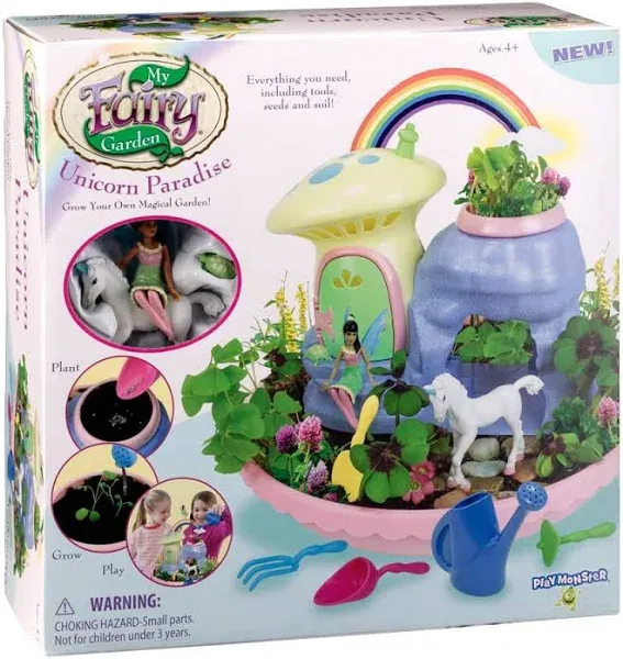 — Unicorn Paradise Toy Figurine Plant Kit — Grow a Garden for Dahlia the Fairy and Friends — Ages 4+