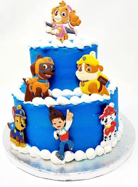 Paw Patrol Cake Topper Set Featuring Ryder, Zuma, Chase, Rubble, Marshall and Skye (Unique Design)