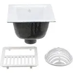 Zurn FD2375-NH3-H FD2375 12"x12" Floor Sink Body & Dome Strainer, 6" Sump Depth, 3" No-Hub, with Half Grate