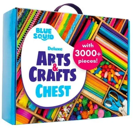 Blue Squid Craft Supplies for Kids - 3000+pcs in 3000+ pcs Deluxe Craft Chest