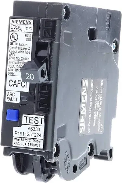 NEW SIEMENS Q120AF CIRCUIT BREAKER ARC FAULT CIRCUIT INTERRUPTER 20A 1 POLE  