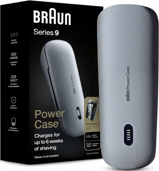 Braun Powercase for Electric Razors for Men, Compatible with Braun Series 9 Pro, Series 9 and Series 8 Electric Shavers, Portable Shaver Case, Charges for Up to 6 weeks