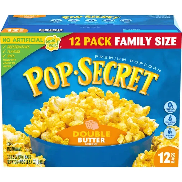 Pop Secret 94% Fat Free Butter Popcorn, 6 Count Boxes (Pack of 6)