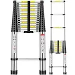 Telescoping Ladder, 20.3FT Aluminum Extension Ladder with 2 Replacement of Non-Slip Rubber Cover, Telescopic Ladder Portable Collapsible RV Ladder for Indoor Outdoor Work, 330 lb. Weight Capacity