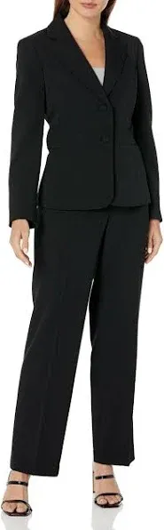 Le Suit Women's Crepe 2 BTTN & Extended Tab Trouser, Black