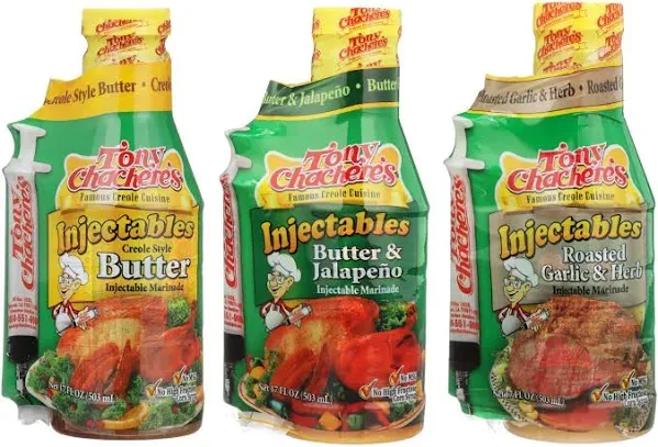 Tony Chachere Injectable Marinade Variety Pack, Butter and Jalapeno