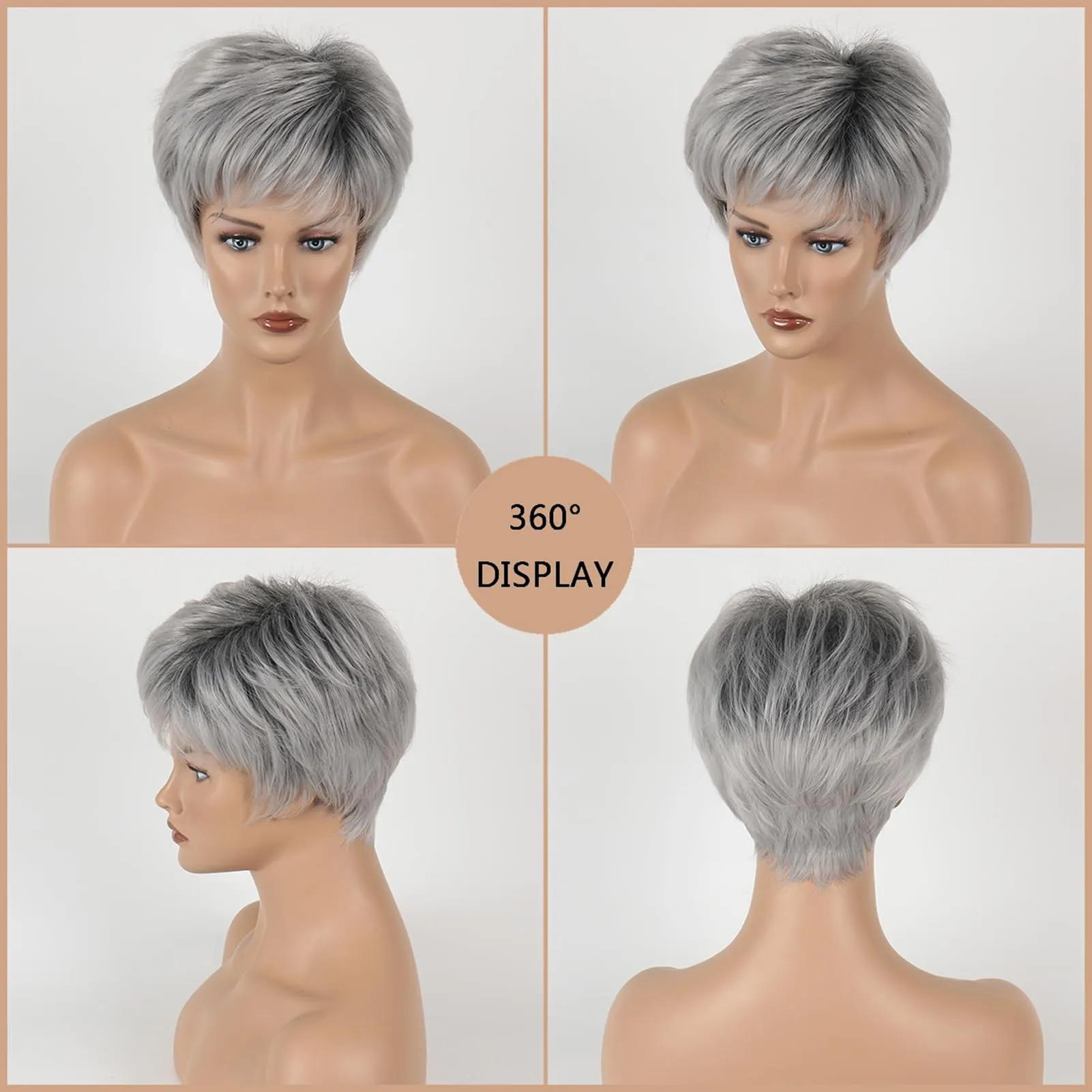 Casey WhisperLite Wig Short Ultra-Chic Pixie Wig with Neat Straight Layers / Multi-tonal Shades of Blonde Silver Brown and Red 2024 - US $20.99