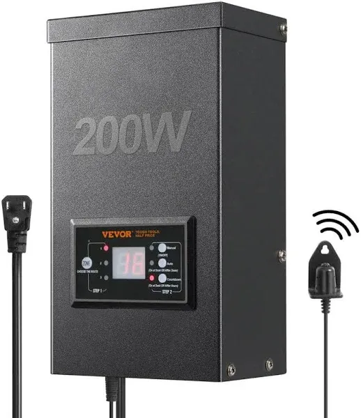 VEVOR 300W Low Voltage Landscape Transformer with Timer and Photocell Sensor, Waterproof Landscape Lighting Transformer, 120V AC to 12V/14V AC for Outdoor, Spotlight, Pathway Light, Pool Light, ETL