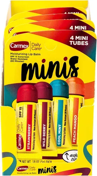 Carmex Minis Moisturizing Lip Balm Variety Pack 5 Mini Tubes 0.18oz Each SPF 15