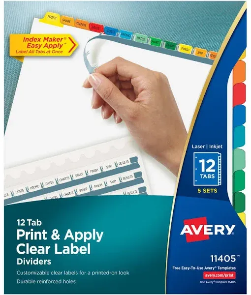 Avery Print Apply Index Maker Clear Label Dividers