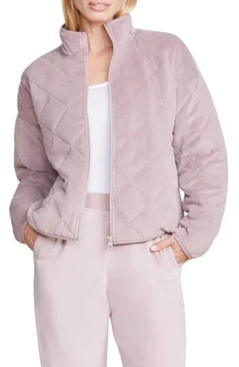 $248 Barefoot Dreams LuxeChic Quilted Jacket in Deep Taupe Lilac NWT\u200b