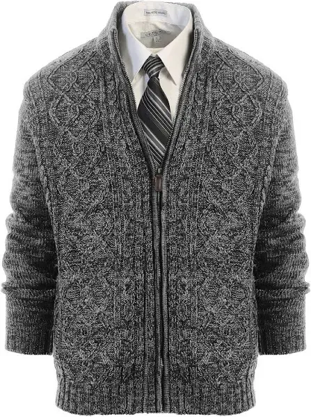 Gioberti Men's Regular Fit Twisted Knit Full-Zipper Cardigan