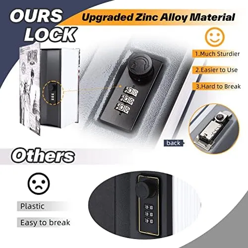 Book Safe Combination Lock Box: Ohuhu Extra Large Diversion Secret Safe Hide Money Jewelry Key Safe Containers Disguised Metal Lock Box Fake Book Concealment Furniture Hollow Case