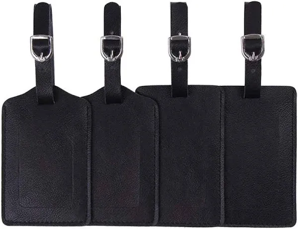 Leather Luggage Tags 4 Pack Bag Suitcase Labels