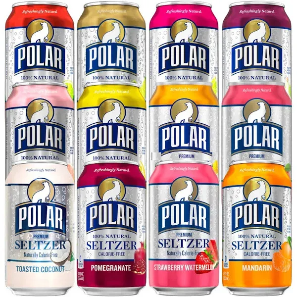 Polar Seltzer Water 12 Flavor Assorted 12 fl oz Cans 12 Pack by LastFuel