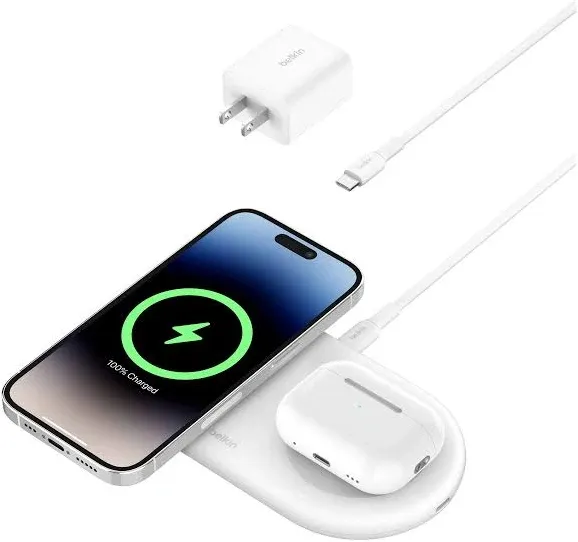 Belkin 2-in-1 Magnetic Wireless Charging Pad with Qi2 15W