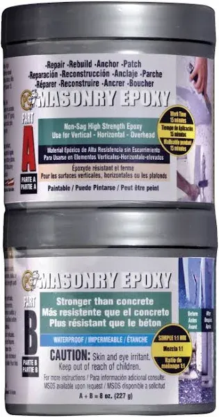 PC Products PCMasonry Epoxy Adhesive Paste TwoPart Repair 8oz in Two Cans