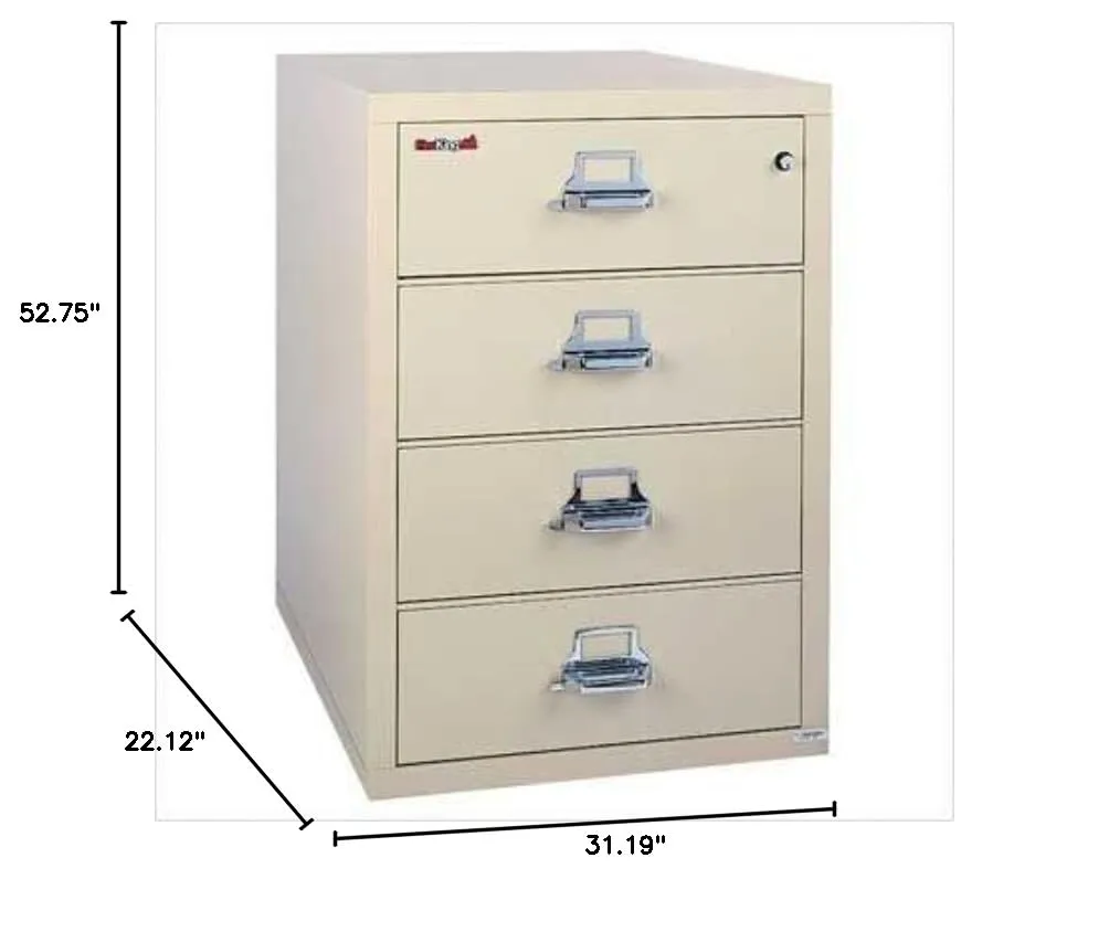 FireKing 4-Drawer Lateral File Cabinet, 31" Wide, 1-Hour Fireproof