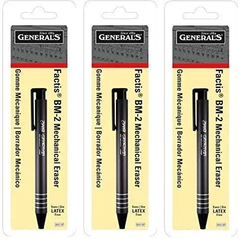 GENERAL PENCIL CO. GPBM2-BP Factis Pen Style Eraser Carded, White