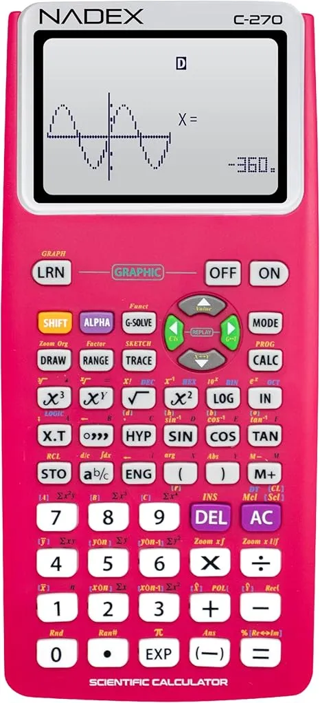 Scientific Calculator with Graph Functions for College and High School Students, Engineering, Advanced Mathematics, Calculus, Algebra, Geometery, Trigonometry, Statistics, Physics, Chemistry - Pink