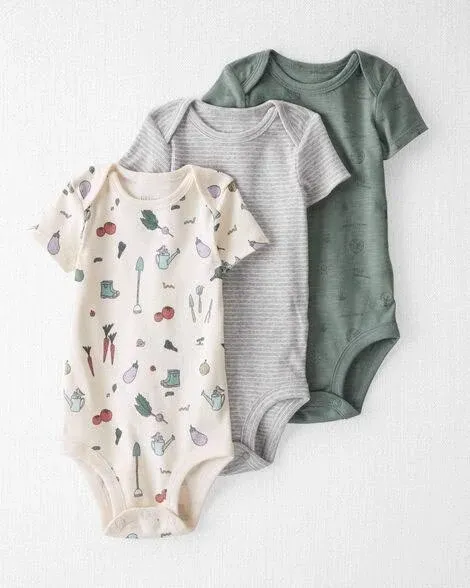 little planet by carter's unisex-baby 3-pack Short Sleeve Bodysuits Made With Organic Cotton