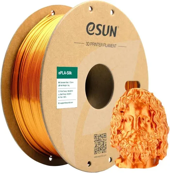 eSUN Silk Metal PLA Filament 1.75mm, Silky Metallic 3D Printer Filament PLA, Dimensional Accuracy +/- 0.05mm, 1KG Spool (2.2 LBS) 3D Printing Filament for 3D Printers, Silk Copper