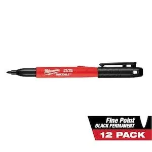 Milwaukee 48-22-3150 12 Pack INKZALL Black Ultra Fine Point Markers