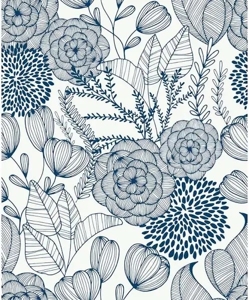 NuWallpaper Navy Secret Garden Peel & Stick Wallpaper