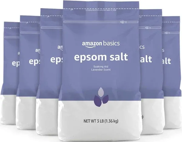 Amazon Basics Epsom Salt Soaking Aid, Lavender Scented, 3 Pound, 6-Pack (Previously Solimo)