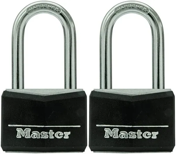 Master Lock Model- 141TLF Covered Aluminum Padlocks 1-1/2&#034; with Key 2 Pack