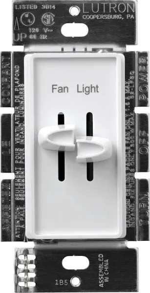 Lutron S2-LFSQH-WH Fan/Light Control